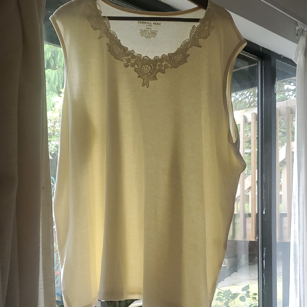 Carol Reed Floral Embroidered Cream Tank Top